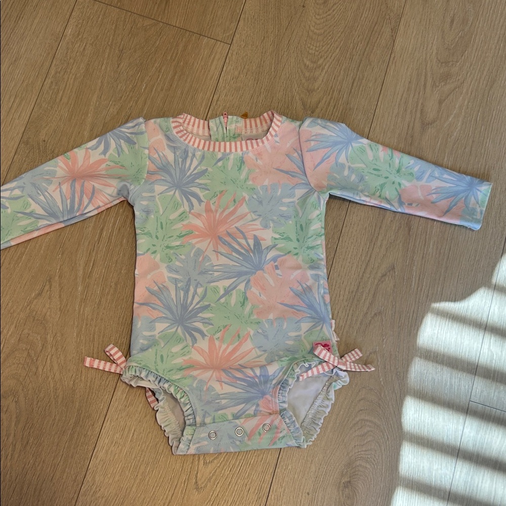 Ruffle Butts Pastel Floral Kids Swim One Piece